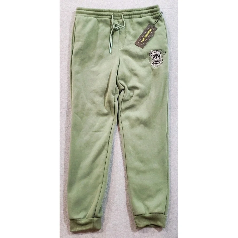The Original Members Only Olive Green Men's Unisex Large Skull Roses Sweatpants - Picture 1 of 10